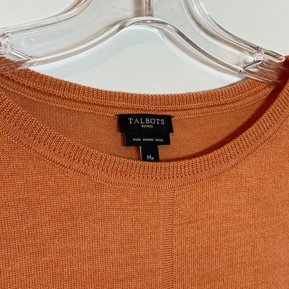 Talbot Women Pure Merino Wool Soft Orange Sweater Petite US M - Picture 3 of 14